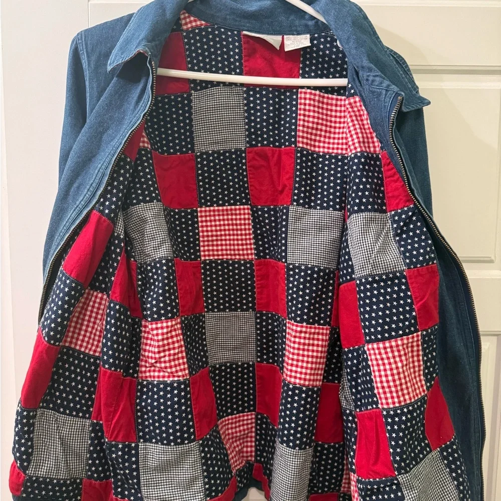 Vintage Americana‎ Cottagecore Blair Red and Blue Star Patterned Jacket Size L